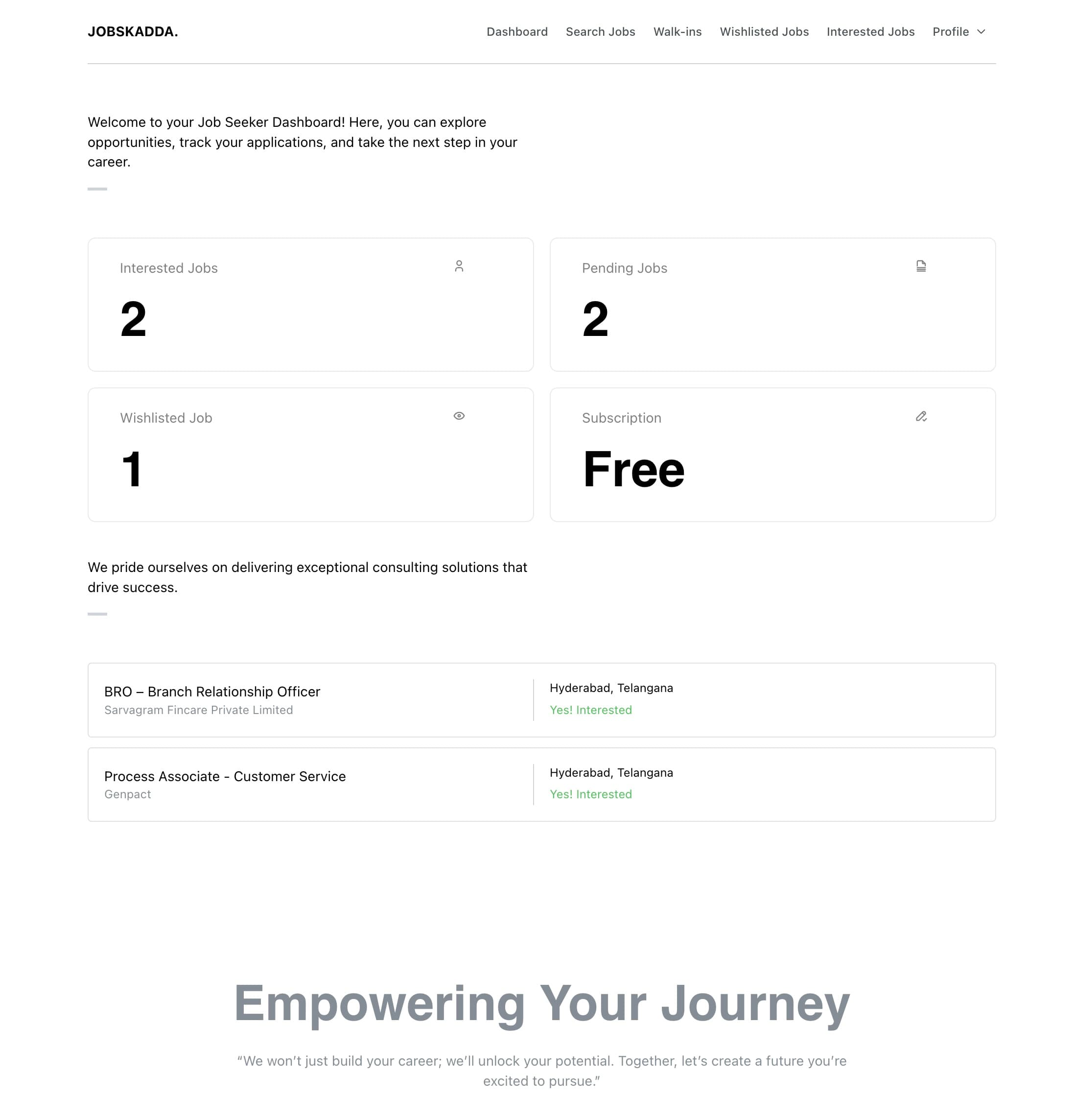 Jobskadda dashboard